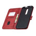 For One Plus 7  Pro Stitching Style 2-Color Cow Texture Horizontal Flip PU Leather Case with Holder & Card Slot & Lanyard(Red) - 5