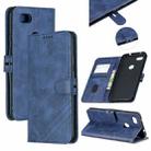 For Google Pixel 3A Stitching Style 2-Color Cow Texture Horizontal Flip PU Leather Case with Holder & Card Slot & Lanyard(Blue) - 1