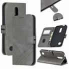 For LG K10 2017 Stitching Style 2-Color Cow Texture Horizontal Flip PU Leather Case with Holder & Card Slot & Lanyard(Gray) - 1