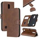 For LG K10 2017 Stitching Style 2-Color Cow Texture Horizontal Flip PU Leather Case with Holder & Card Slot & Lanyard(Brown) - 1