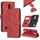 For LG K10 2017 Stitching Style 2-Color Cow Texture Horizontal Flip PU Leather Case with Holder & Card Slot & Lanyard(Red) - 1