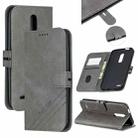 For LG K10 2018 Stitching Style 2-Color Cow Texture Horizontal Flip PU Leather Case with Holder & Card Slot & Lanyard(Gray) - 1