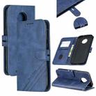 For Moto G6 2018 Stitching Style 2-Color Cow Texture Horizontal Flip PU Leather Case with Holder & Card Slot & Lanyard(Blue) - 1