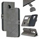 For Moto G6 Play E5 Stitching Style 2-Color Cow Texture Horizontal Flip PU Leather Case with Holder & Card Slot & Lanyard(Gray) - 1