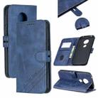 For Moto G6 Play E5 Stitching Style 2-Color Cow Texture Horizontal Flip PU Leather Case with Holder & Card Slot & Lanyard(Blue) - 1