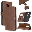 For Moto G6 Play E5 Stitching Style 2-Color Cow Texture Horizontal Flip PU Leather Case with Holder & Card Slot & Lanyard(Brown) - 1