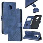 For Moto G7 / G7 Plus Stitching Style 2-Color Cow Texture Horizontal Flip PU Leather Case with Holder & Card Slot & Lanyard(Blue) - 1