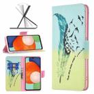 For Samsung Galaxy A13 4G Colored Drawing Pattern Leather Phone Case(Feather) - 1