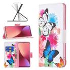 For Xiaomi 12 Colored Drawing Pattern Leather Phone Case(Butterfly) - 1