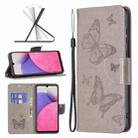 For Samsung Galaxy A33 5G Two Butterflies Embossing Leather Phone Case(Grey) - 1