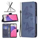 For Samsung Galaxy A33 5G Two Butterflies Embossing Leather Phone Case(Blue) - 1