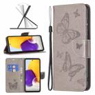 For Samsung Galaxy A73 5G Two Butterflies Embossing Leather Phone Case(Grey) - 1