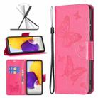 For Samsung Galaxy A73 5G Two Butterflies Embossing Leather Phone Case(Rose Red) - 1