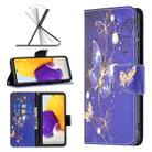 For Samsung Galaxy A73 5G Colored Drawing Leather Phone Case(Purple Butterfly) - 1