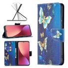 For Xiaomi 12 Colored Drawing Leather Phone Case(Gold Butterfly) - 1