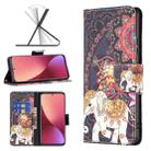 For Xiaomi 12 Colored Drawing Leather Phone Case(Flowers Elephant) - 1