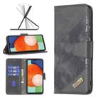For Samsung Galaxy A13 4G Matching Color Crocodile Texture PU Leather Phone Case(Black) - 1