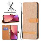 For Xiaomi 12 Color Matching Denim Texture Leather Phone Case(Brown) - 1