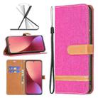 For Xiaomi 12 Color Matching Denim Texture Leather Phone Case(Rose Red) - 1