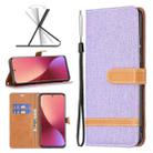 For Xiaomi 12 Color Matching Denim Texture Leather Phone Case(Purple) - 1
