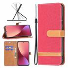 For Xiaomi 12 Color Matching Denim Texture Leather Phone Case(Red) - 1