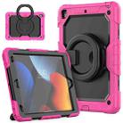 For iPad 10.2 2021 / 2020 / 2019 Silicone + PC Tablet Case with Shoulder Strap(Rose Red+Black) - 1