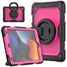 For iPad 10.2 2021 / 2020 / 2019 Silicone + PC Tablet Case with Shoulder Strap(Black+Rose Red) - 1