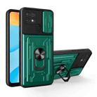 For OPPO A15 Sliding Camshield Card Phone Case(Dark Green) - 1