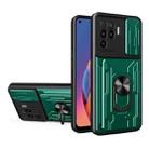 For OPPO A94 / Reno5 F Sliding Camshield Card Phone Case(Dark Green) - 1