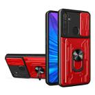 For OPPO Realme 5 / C3 Sliding Camshield Card Phone Case(Red) - 1