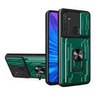 For OPPO Realme 5 / C3 Sliding Camshield Card Phone Case(Dark Green) - 1