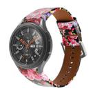 For Samsung Galaxy Watch4 40mm / 44mm Genuine Leather Watch Band(Black Pink Flowers) - 1