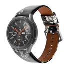 For Samsung Galaxy Watch4 40mm / 44mm Genuine Leather Watch Band(Black Grey Flowers) - 1