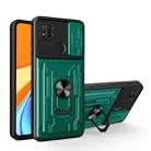 For Xiaomi Redmi 9C Sliding Camshield Card Phone Case(Green) - 1