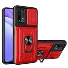 For Xiaomi Redmi Note 9 4G Sliding Camshield Card Phone Case(Red) - 1