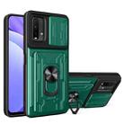 For Xiaomi Redmi Note 9 4G Sliding Camshield Card Phone Case(Green) - 1