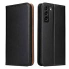 For Samsung Galaxy S22 5G Fierre Shann PU Genuine Leather Texture Leather Phone Case(Black) - 1