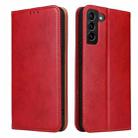 For Samsung Galaxy S22 5G Fierre Shann PU Genuine Leather Texture Leather Phone Case(Red) - 1