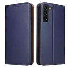 For Samsung Galaxy S22 5G Fierre Shann PU Genuine Leather Texture Leather Phone Case(Blue) - 1