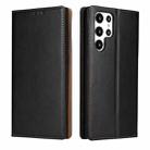 For Samsung Galaxy S22 Ultra 5G Fierre Shann PU Genuine Leather Texture Leather Phone Case(Black) - 1