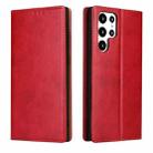 For Samsung Galaxy S22 Ultra 5G Fierre Shann PU Genuine Leather Texture Leather Phone Case(Red) - 1