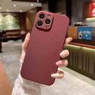 For iPhone 13 Kevlar Carbon Fiber Texture Protective Phone Case(Wine Red) - 1