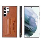 For Samsung Galaxy S22 Ultra 5G Fierre Shann Full Coverage Leather Phone Case(Brown) - 1