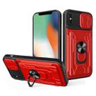 For iPhone X / XS Sliding Camshield Card Phone Case(Red) - 1