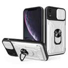 For iPhone XR Sliding Camshield Card Phone Case(White) - 1