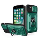 For iPhone SE 2022 / SE 2020 / 8 / 7 Sliding Camshield Card Phone Case(Dark Green) - 1