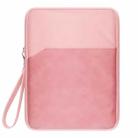 9.7-11 inch Universal Sheepskin Leather + Oxford Fabric Portable Tablet Storage Bag(Pink) - 1