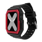 Two-color Integrated Watch Band For Apple Watch Series 8&7 41mm / SE 2&6&SE&5&4 40mm / 3&2&1 38mm(Black Red) - 1