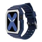 Two-color Integrated Watch Band For Apple Watch Series 8&7 45mm / SE 2&6&SE&5&4 44mm / 3&2&1 42mm(Blue White) - 1