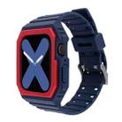 Two-color Integrated Watch Band For Apple Watch Series 8&7 45mm / SE 2&6&SE&5&4 44mm / 3&2&1 42mm(Blue Red) - 1